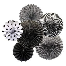 Shopperskart Paper Fans For Party Wall Decoration Black - Pack of 6-image-111