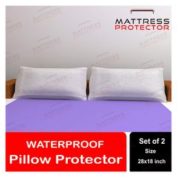 Mattress Protector Water Proof Washable Pillow Protection Covers Breathable Fabric With zipper Protect from Hair Oil and other spills 100% Cotton (28 x 18 inches) Pack Of 2 - (White)-image-37
