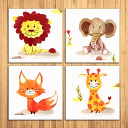 Wens Animals Nursery Sparkle Laminated Wall Panels Set of 4- Multicolor-image-13