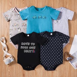 Kookie Kids Half Sleeves Onesies Pack of 5 - Multicolor-picture-38