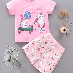 Kookie Kids Half Sleeves Nightwear - Pink-picture-27