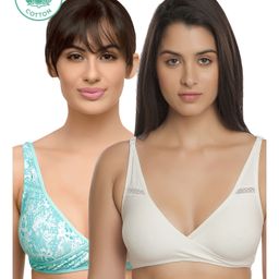 Inner Sense Pack Of 2 Printed Organic Cotton Antimicrobial Sleeping & Feeding Bra - Multi Colour-image-15