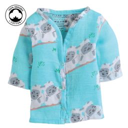 Polka Tots Organic Cotton Full Sleeves Sheep Print Vest - Blue-picture-18