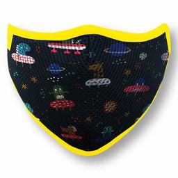 Adore Anti Bacterial Kids Mask with Storage Pouch Funny Planet Print - Black-21