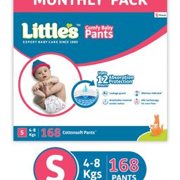 Little's Comfy Baby Pants Diapers Small Size with Wetness Indicator and 12 hours Absorption, S (42 Count) - (Pack of 4)-1