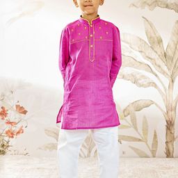 VASTRAMAY Boys Striped Cotton Kurta with Pyjamas-image-88