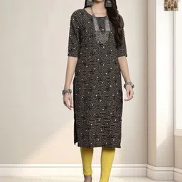 HERE&NOW Women Pack of 2 Ethnic Motifs Printed Straight Crepe Kurta-image-86