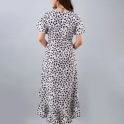 PRETTY LOVING THING Polka Dot Print Flutter Sleeve Fit & Flare Midi Dress image 4