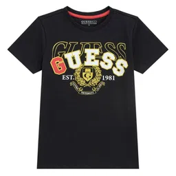 GUESS kids Boys Typography Printed Round Neck Cotton T-shirt-image-89