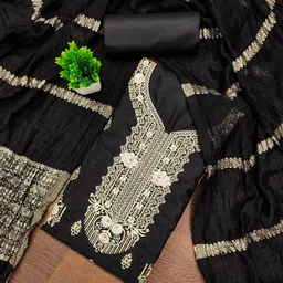 HMP Fashion Floral Embroidered Pure Cotton Unstitched Dress Material-image-97