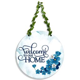 SEHAZ ARTWORKS White & Blue Printed Wood Wall Hanging-image-25