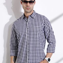 Thomas Scott Men Premium Slim Fit Gingham Checks Opaque Checked Casual Shirt-image-47