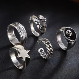 StyleCast x Revolte Set Of 5 Sliver-Plated Adjustable Finger Rings-14