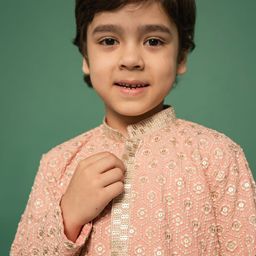 VASTRAMAY Boys Embroidered Regular Thread Work Kurta with Pyjamas image 4