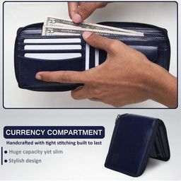 JND Men Premium Leather Zip-Around Wallet with Multiple Compartments image 2