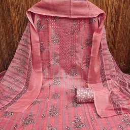 Maroosh Floral Printed Sequinned Cotton Unstitched Dress Material-picture-21