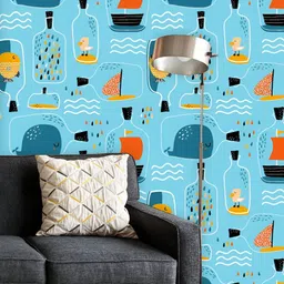 ArtzFolio Printed UV-Resistant Anti-Bacterial Sea Jar With Marine Elements Peel & Stick Wallpaper-image-70