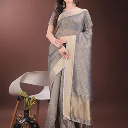 LeeliPeeri Women Checked Zari Organza Saree-image-57