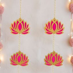 GADINFASHION 2Pcs Pink & Yellow Textured Lotus Hanging Garlands-picture-30