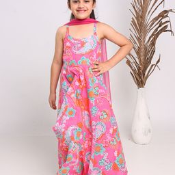 EthIndia Girls Floral Print Fit & Flare Maxi Dress-image-2