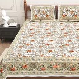 Urban Jaipur Coral & Cream-Coloured Floral 186 TC King Bedsheet with 2 Pillow Covers-picture-19