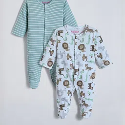 Hopscotch Kids Pack of 2 Teal Organic Cotton Bodysuit-picture-9