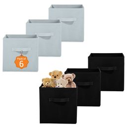 Kuber Industries Black & Grey 6 Pieces Non-Woven Cloth Organisers-14