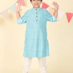 Fabindia Boys Ethnic Motifs Printed Festive Straight Kurtas-image-44