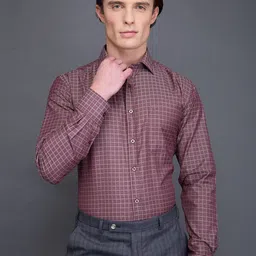 Daniel Hechter Men Gingham Checked Spread Collar Cotton Formal Shirt-image-38