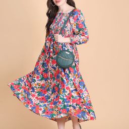 PTVIZE Women Floral Printed Fit & Flare Maxi Dress-image-7
