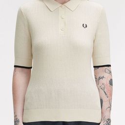 Fred Perry Women Brand Logo Self Design Polo Collar Regular Fit Cotton T-shirt-image-66