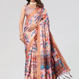 KALINI Digital Print Zari Saree-image-1