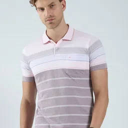 Monte Carlo Men Striped Polo Collar Cotton T-shirt-image-70