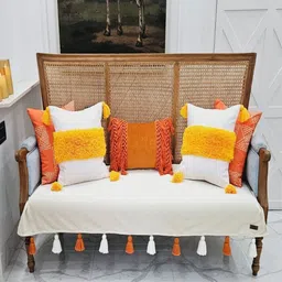 THROWPILLOW Off White & White Solid Polyester 1 Piece Sofa Cover-image-78