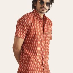 Patrah Men Ethnic Motifs Printed Cotton Relaxed Opaque Casual Shirt-image-97