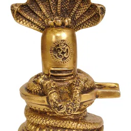Exotic India Gold Toned Shiva Linga Protected by Serpent Marked With Om-9