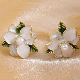 Estailo fashion Artificial Beaded Floral Studs-image-53