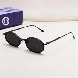 SUNGLASSIC Unisex Full Black Hexagon Sunglasses with UV Protected Lens Opulent-Full-Black-image-60