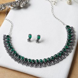 TEEJH Stone Studded Oxidised Jewellery Set-32