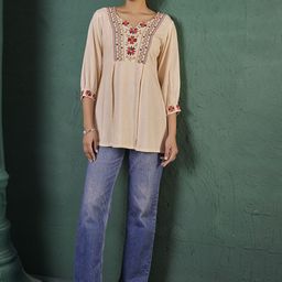 Anouk Ethnic Motifs Embroidered Notch Neck Liva Straight Kurta-picture-36