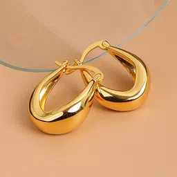 MYKI Stainless Steel Gold-Plated Contemporary Hoop Earrings-33