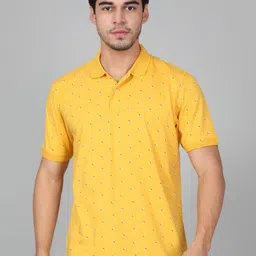 Cantabil Men Geometric Printed Polo Collar Cotton T-shirt-picture-1
