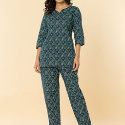Haute and Humble Printed Pure Cotton Top With Trouser Co-Ords-11