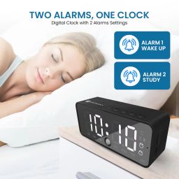 Black Portronics pixel 4 portable bluetooth speaker with digital alarm clock image 3