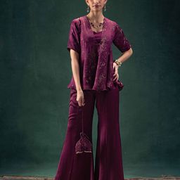 Label Naariti V-Neck Sleeveless Top With Jacket & Palazzo-picture-56