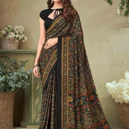 DURGA EMPORIO Floral Pure Crepe Saree-image-25