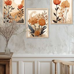 Kotart Brown & Beige 3 Pieces Wooden Floral and Botanical Wall Arts-picture-20