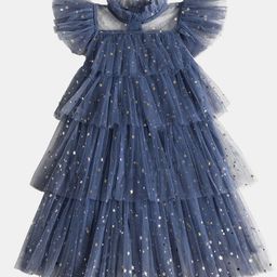 YK Girls Embellished Flutter Sleeve A-Line Dress-11