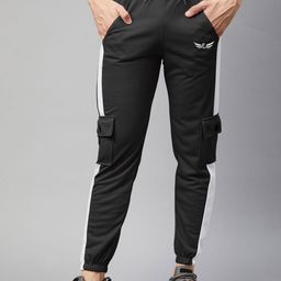CHROME & CORAL Men Colourblocked Cargos Trousers-image-79