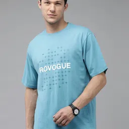 Provogue Men Typography Printed Monochrome Raw Edge Boxy T-shirt-image-54